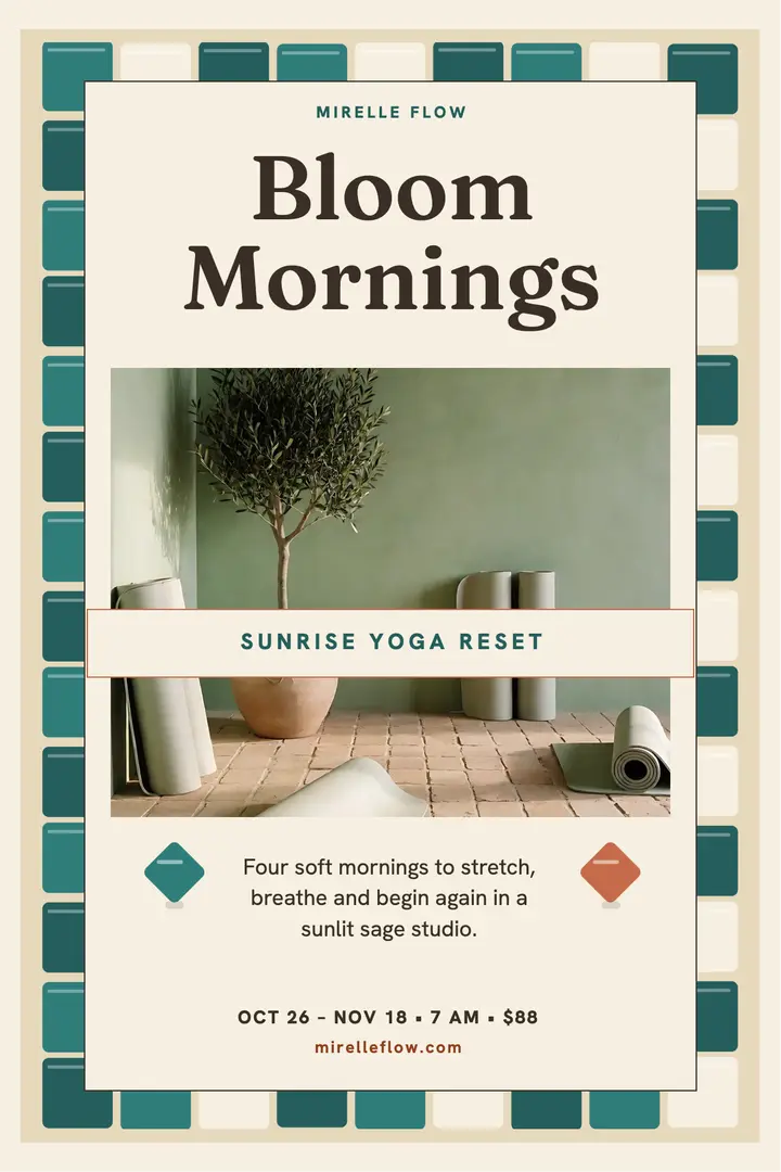 Mirelle Flow Bloom Mornings yoga poster template