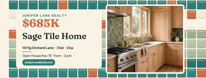 Sage tile kitchen listing cover: kitchen listing facebook cover template