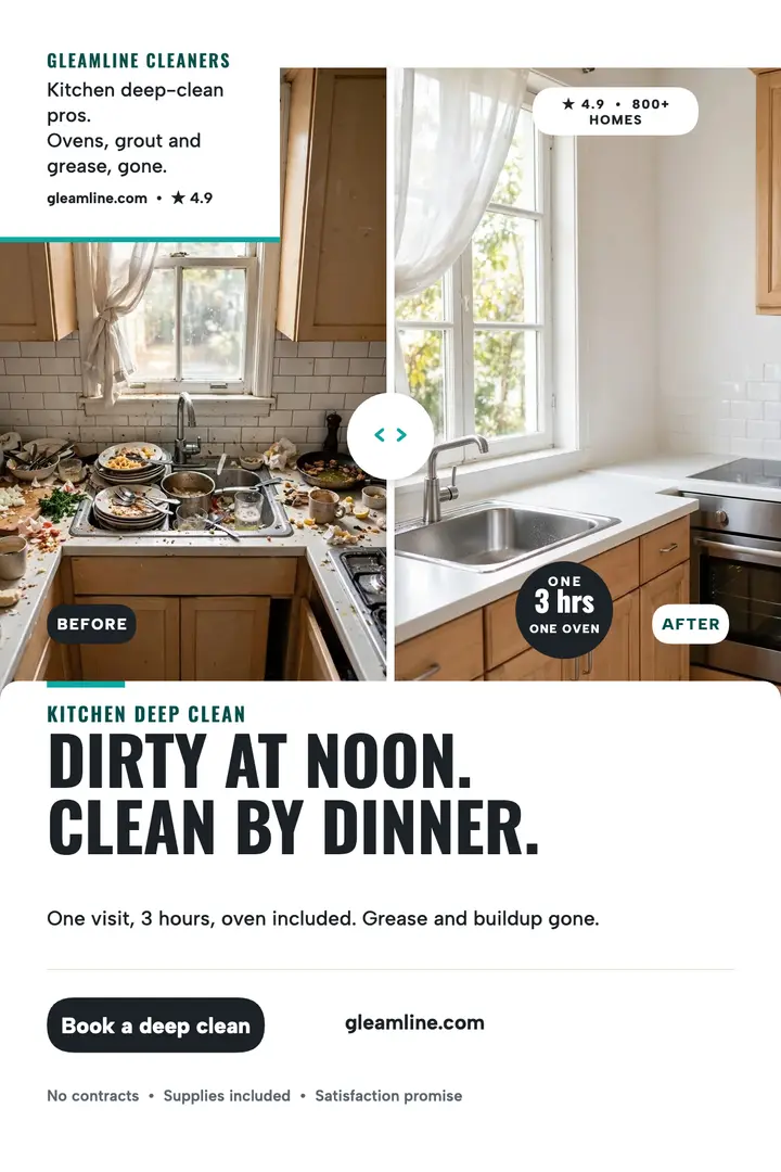 Gleamline before after kitchen poster template