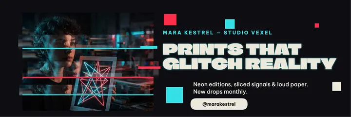 Mara Kestrel glitch artist header template