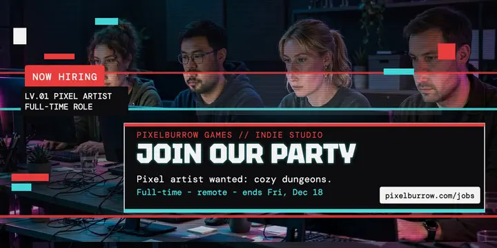 Pixelburrow Games glitch hiring post template