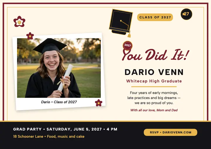 Glitter grad keepsake certificate party: graduation certificate template