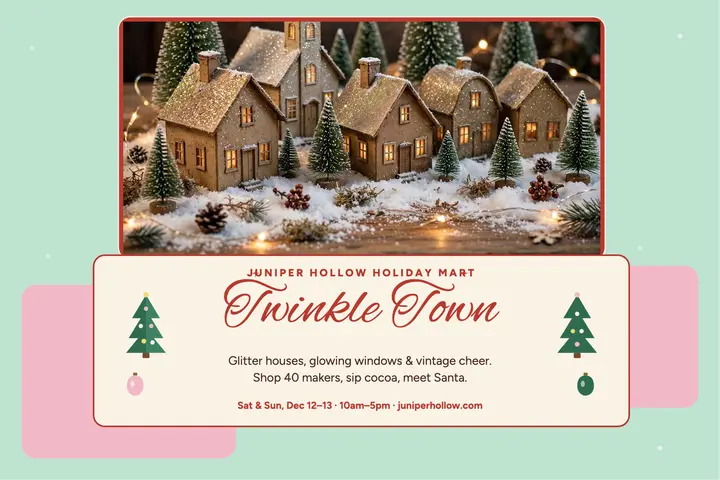 Juniper Hollow Holiday Mart postcard template
