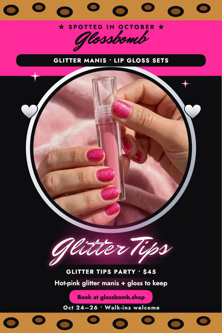 Glossbomb glitter tips party poster template
