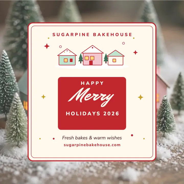 Sugarpine Bakehouse glitter village holiday post template