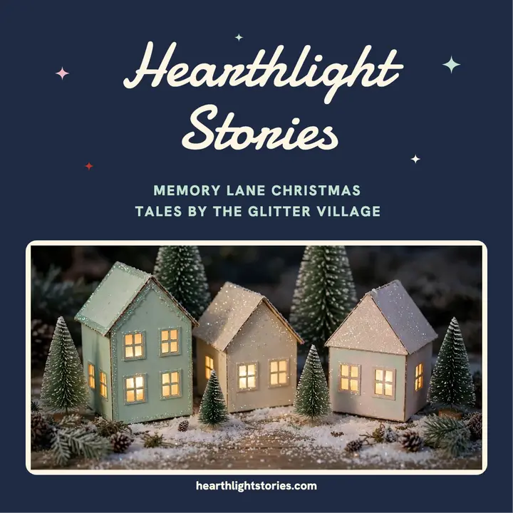 Hearthlight Stories glitter village podcast: christmas podcast cover template