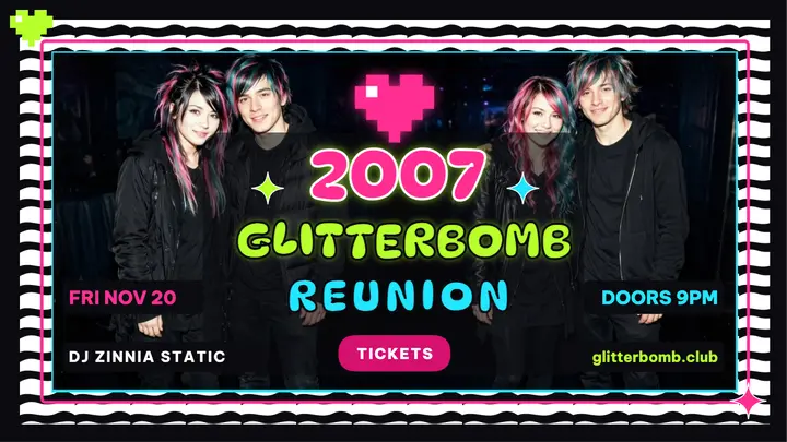 Glitterbomb Reunion scene kid throwback night thumbnail template