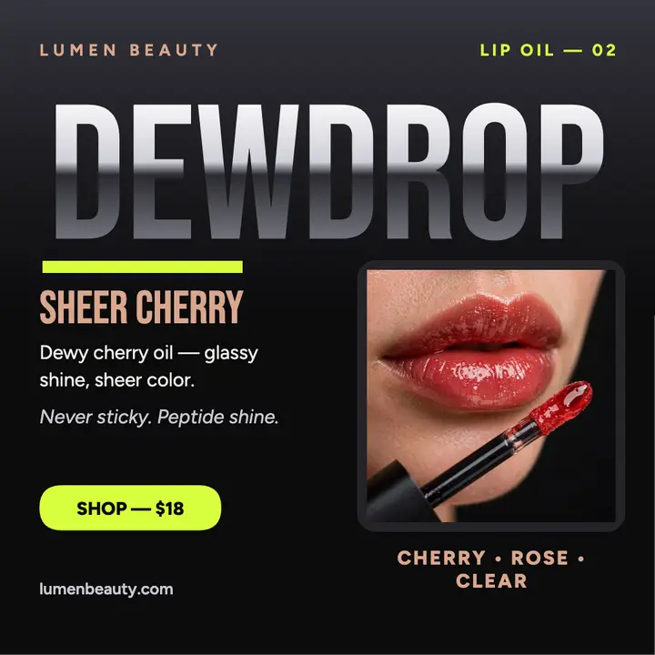 Dewdrop cherry lip oil gloss post template