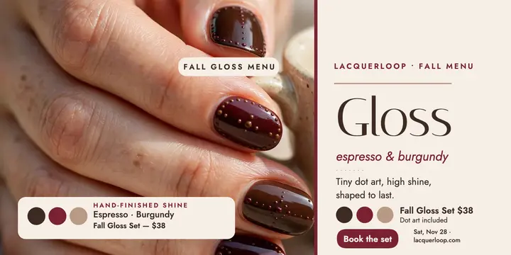 Lacquerloop fall gloss nail menu post template