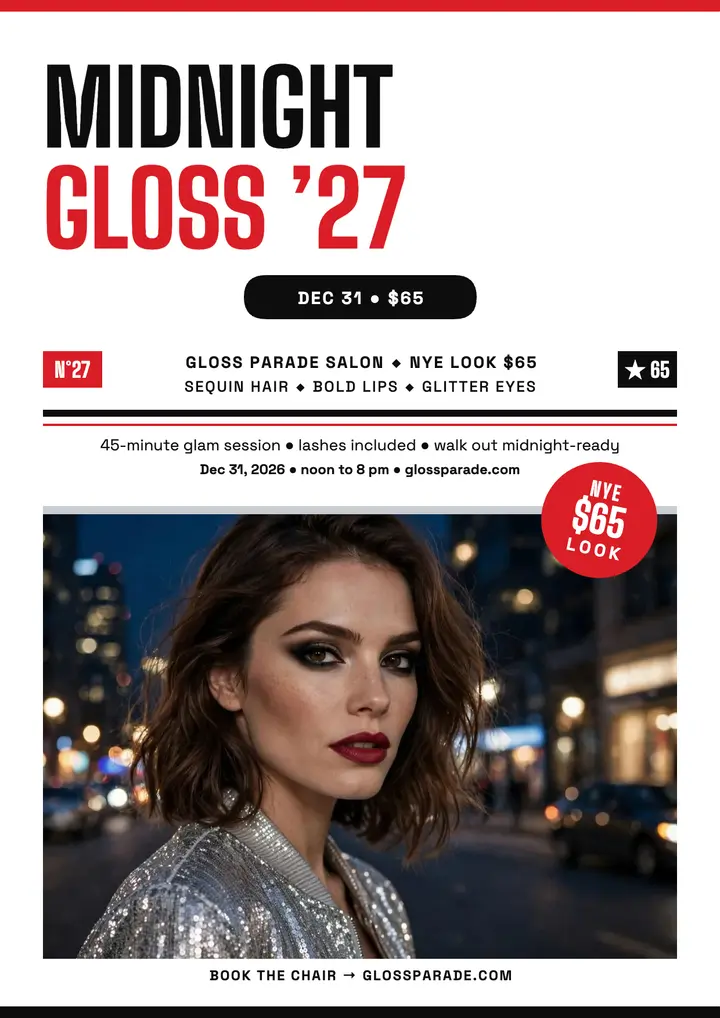 Gloss Parade NYE look style flyer template