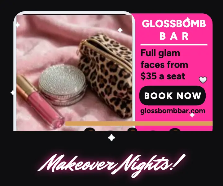 Glossbomb Bar makeover party ad template