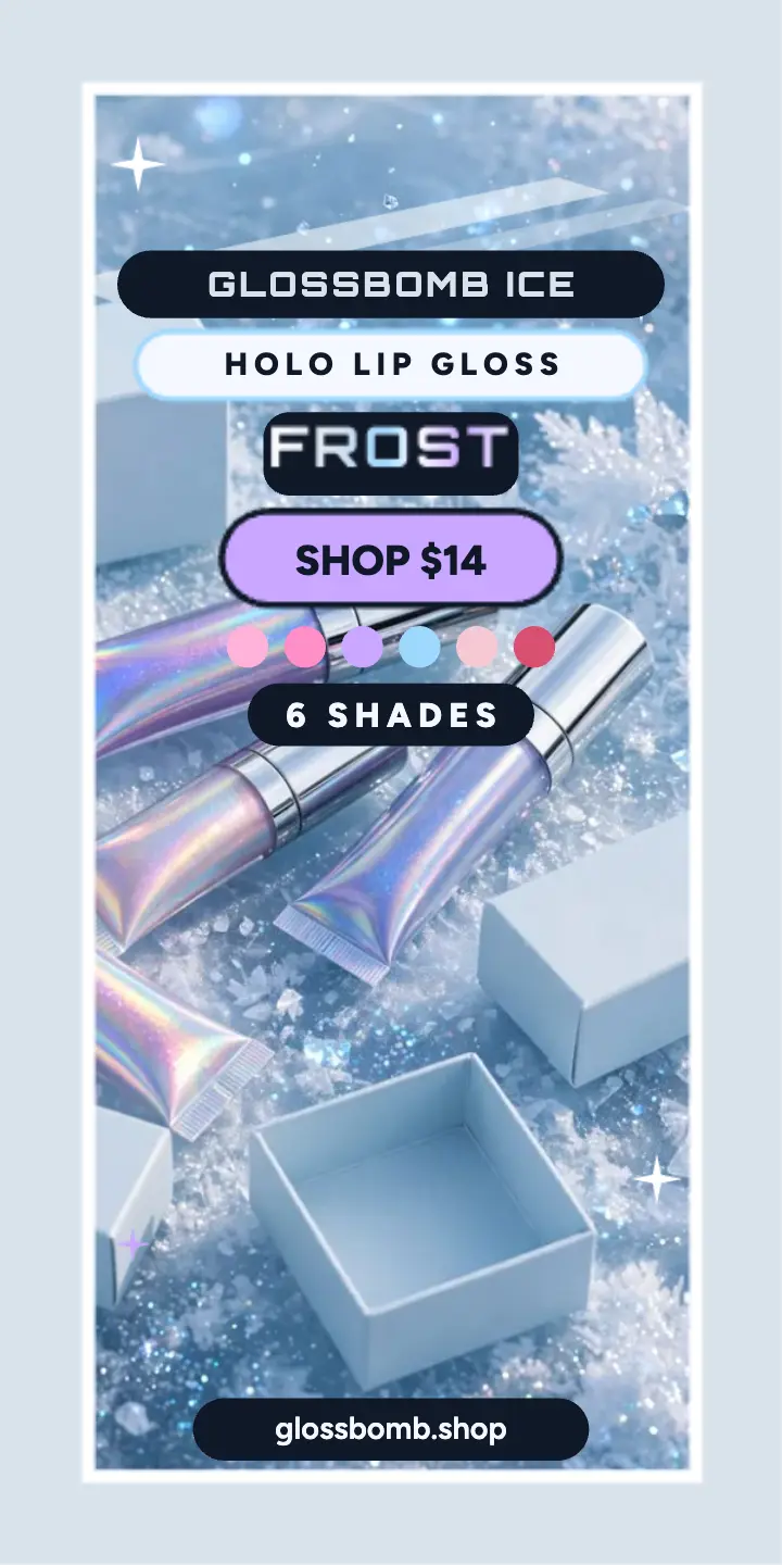 Glossbomb Ice holographic gloss chrome ad template