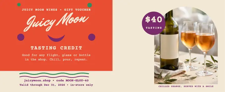 Juicy Moon tasting credit voucher template