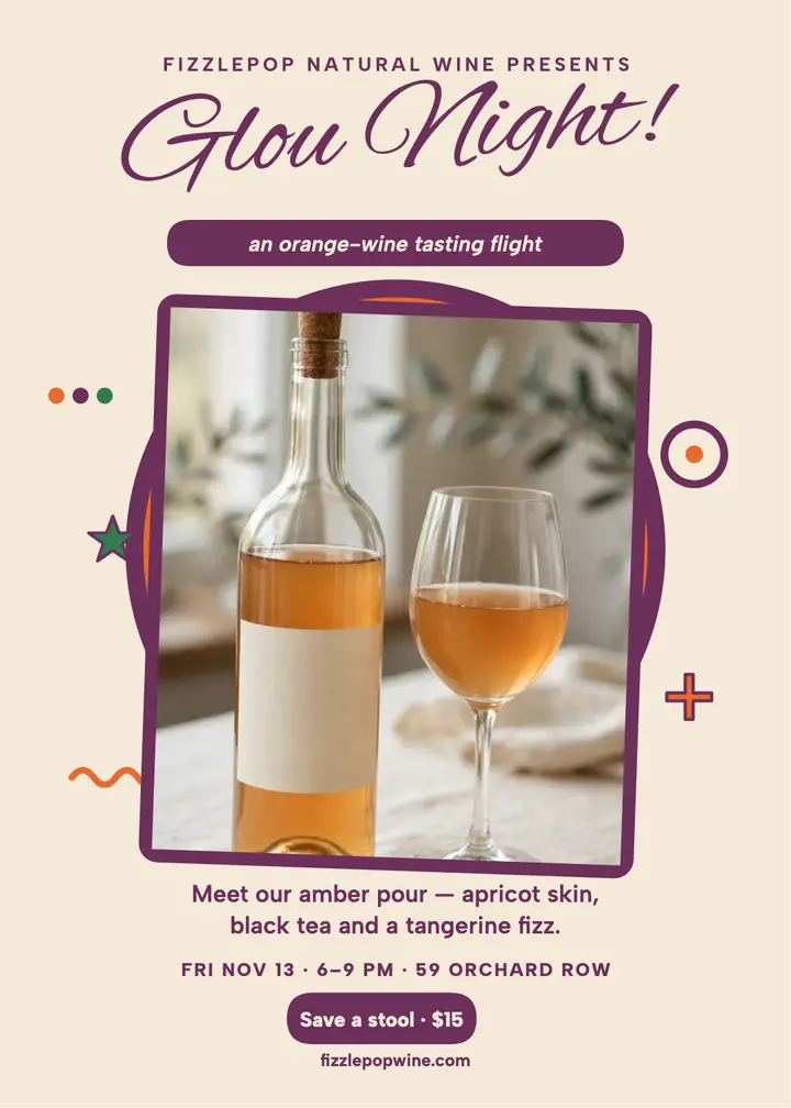 Fizzlepop Glou Night tasting invitation template