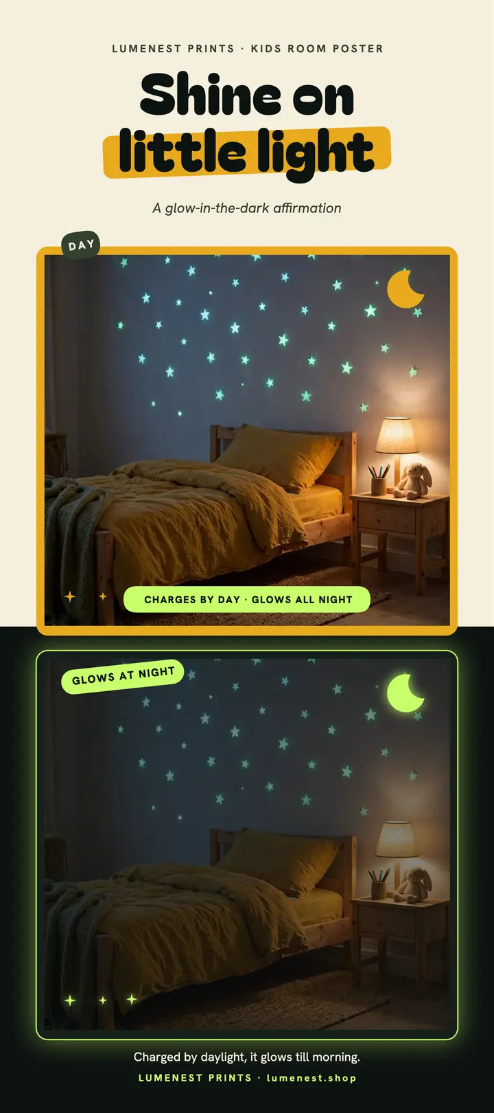 Shine on little light glow poster: affirmation poster template