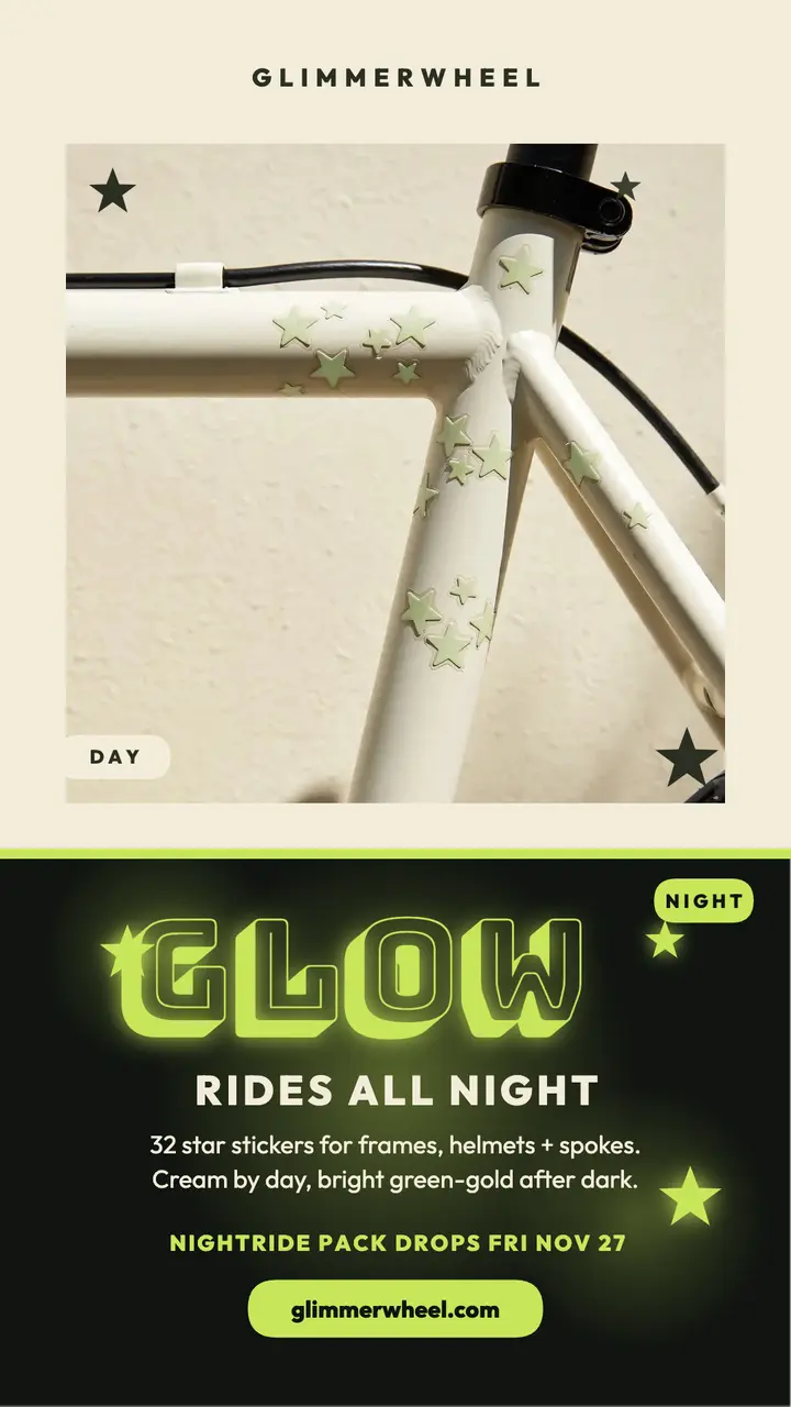 Glimmerwheel glow bike stickers launch story template