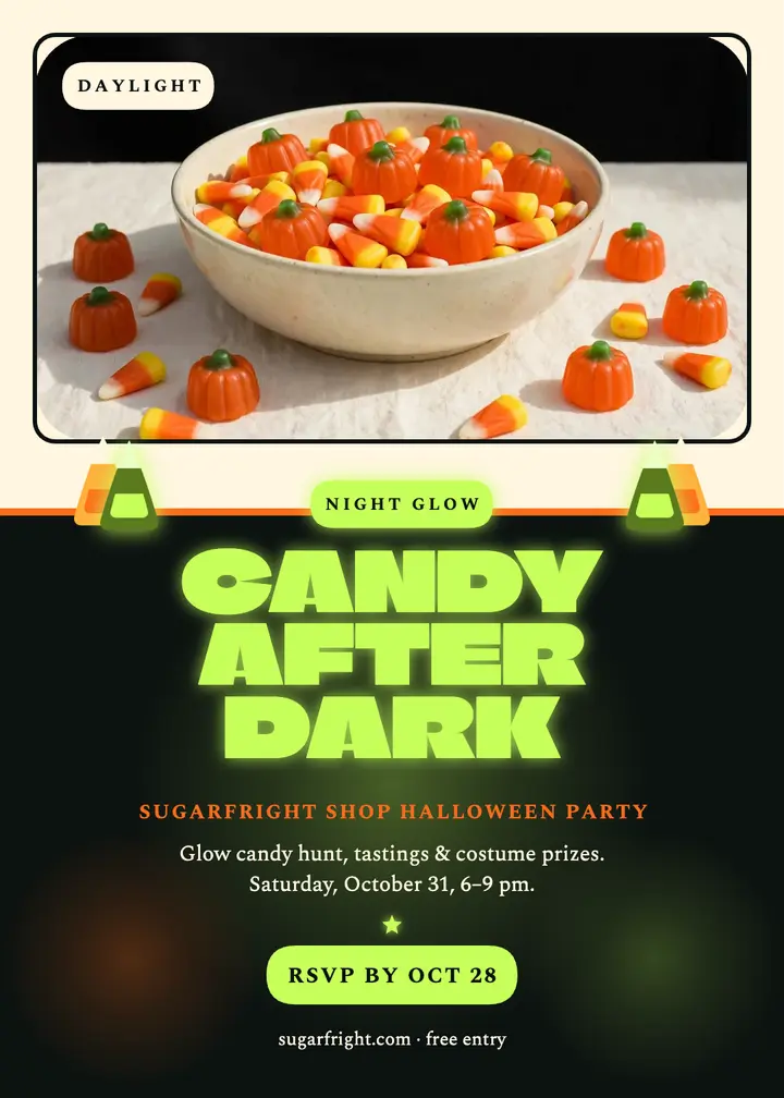 Sugarfright glow candy Halloween invite template