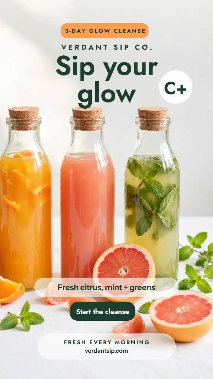 Verdant Sip glow cleanse glass story template