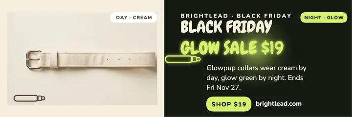 Glowpup glow collar Black Friday header: black friday dog collar sale header template