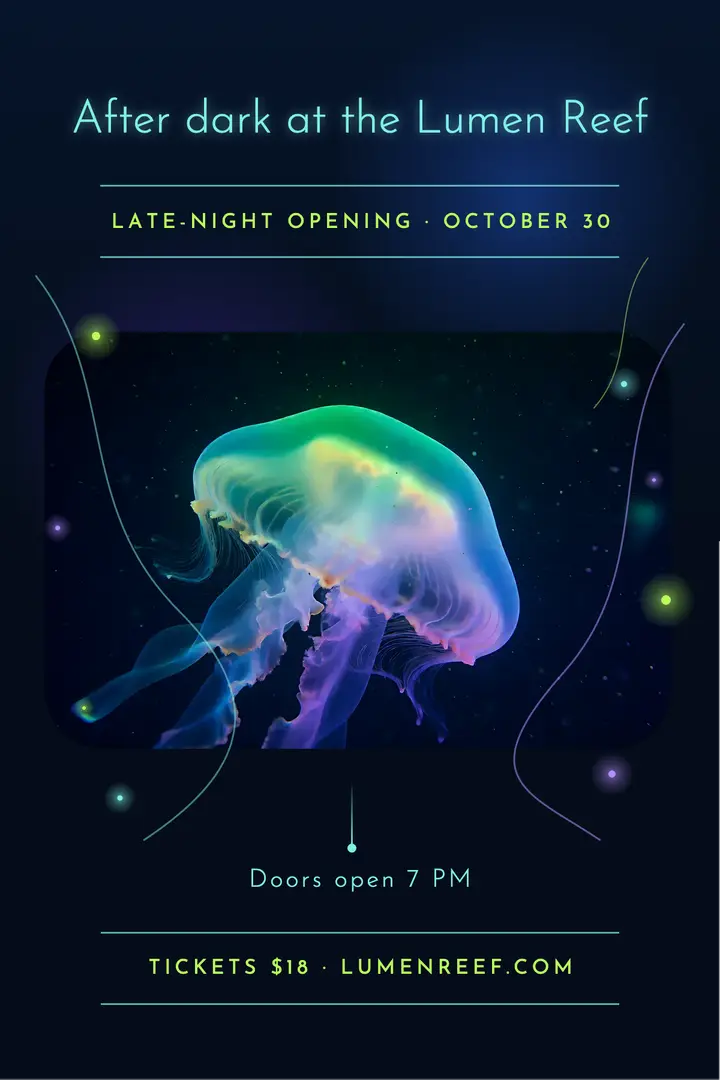 After dark aquarium night poster template