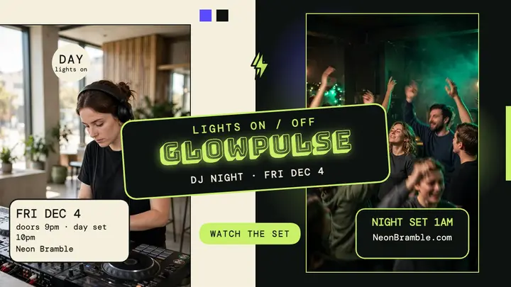 Neon Bramble Glowpulse DJ night thumbnail template
