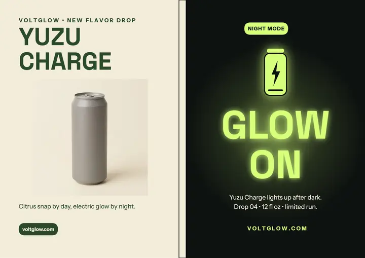 Voltglow glow label drink launch template