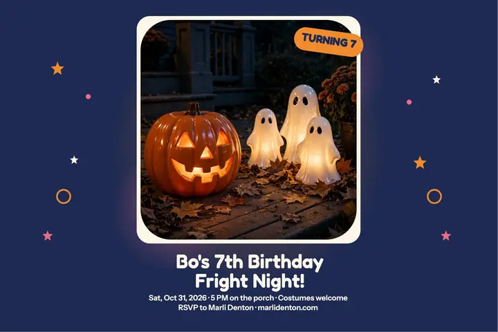 Glow ghost Halloween birthday postcard: halloween birthday postcard template