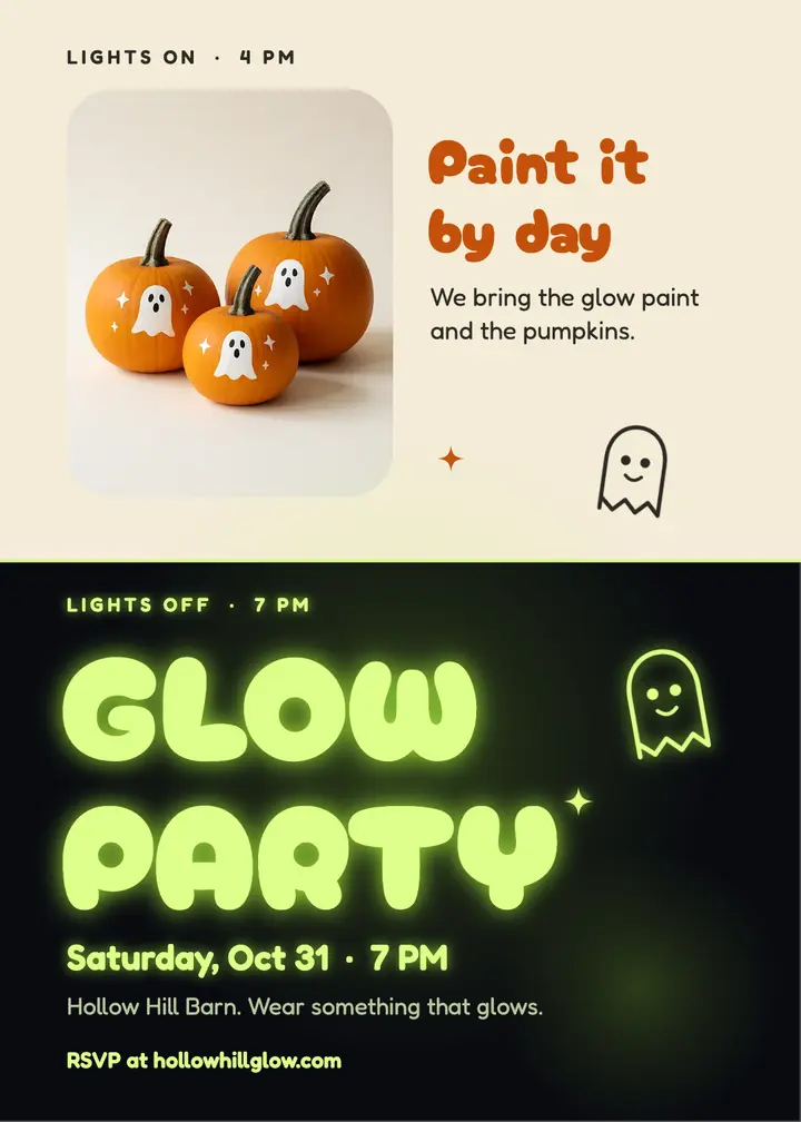 Hollow Hill glow party invitation template