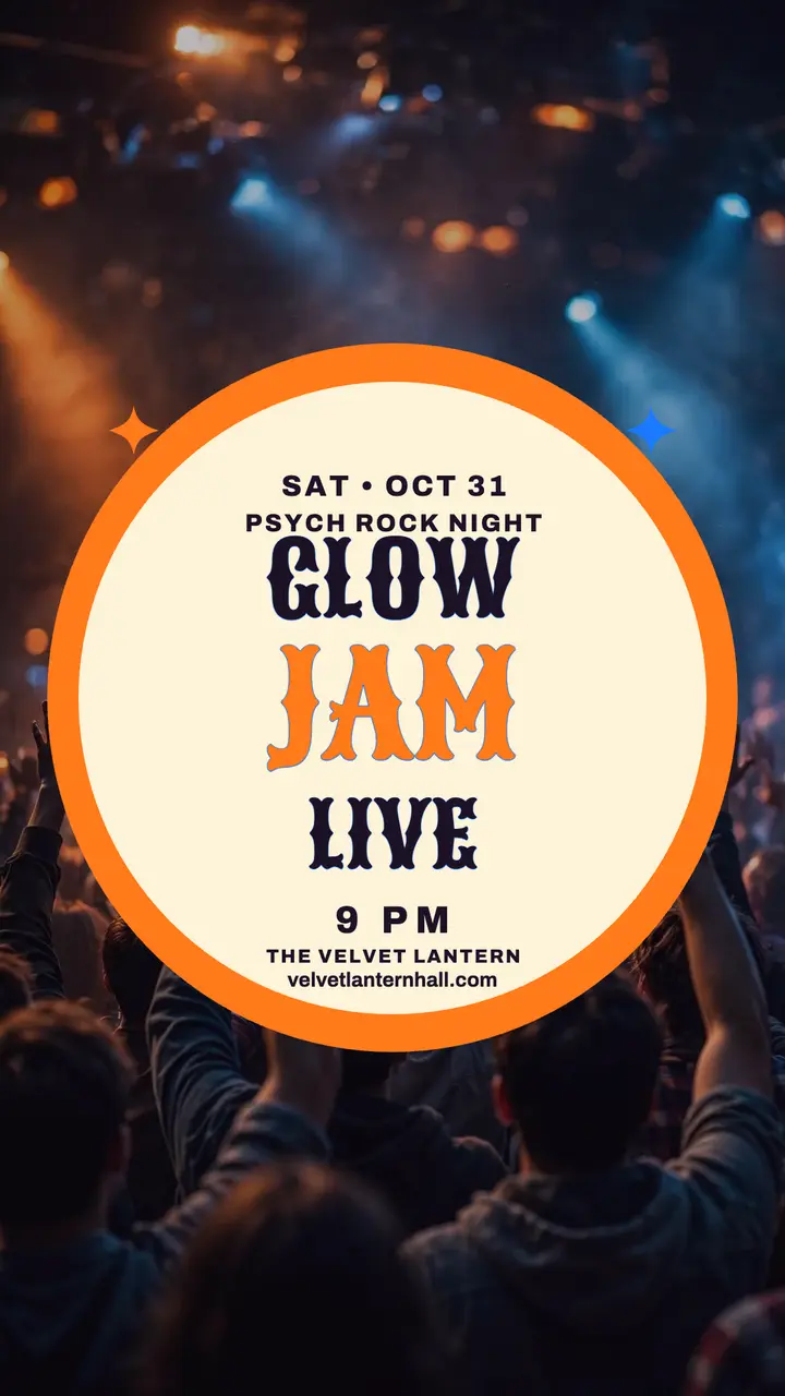 Glow Jam psychedelic rock night story template