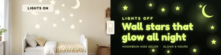Moonbean glow-in-the-dark wall stars shop banner template