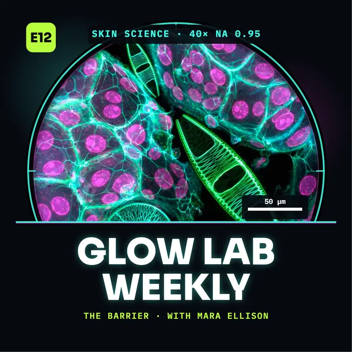 Glow Lab Weekly barrier episode cover: skincare science podcast cover template