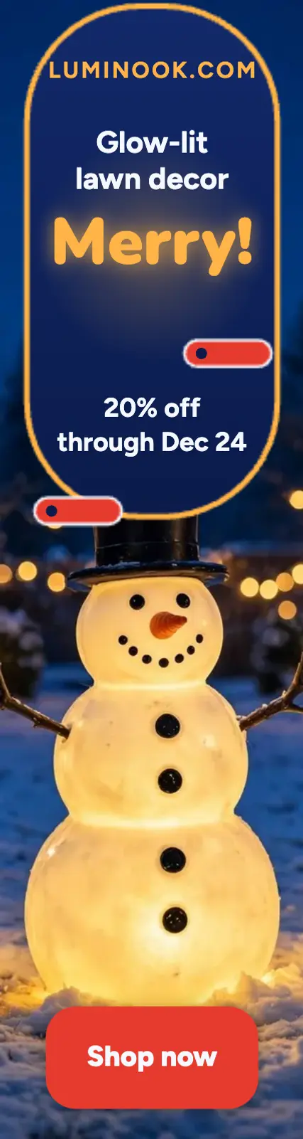 Glow-lit lawn decor holiday skyscraper ad template