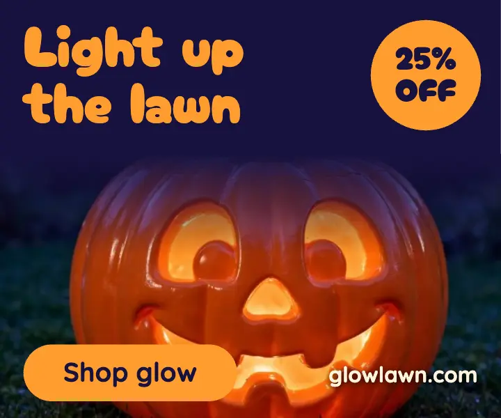 Glowlawn Halloween blow-mold sale ad template