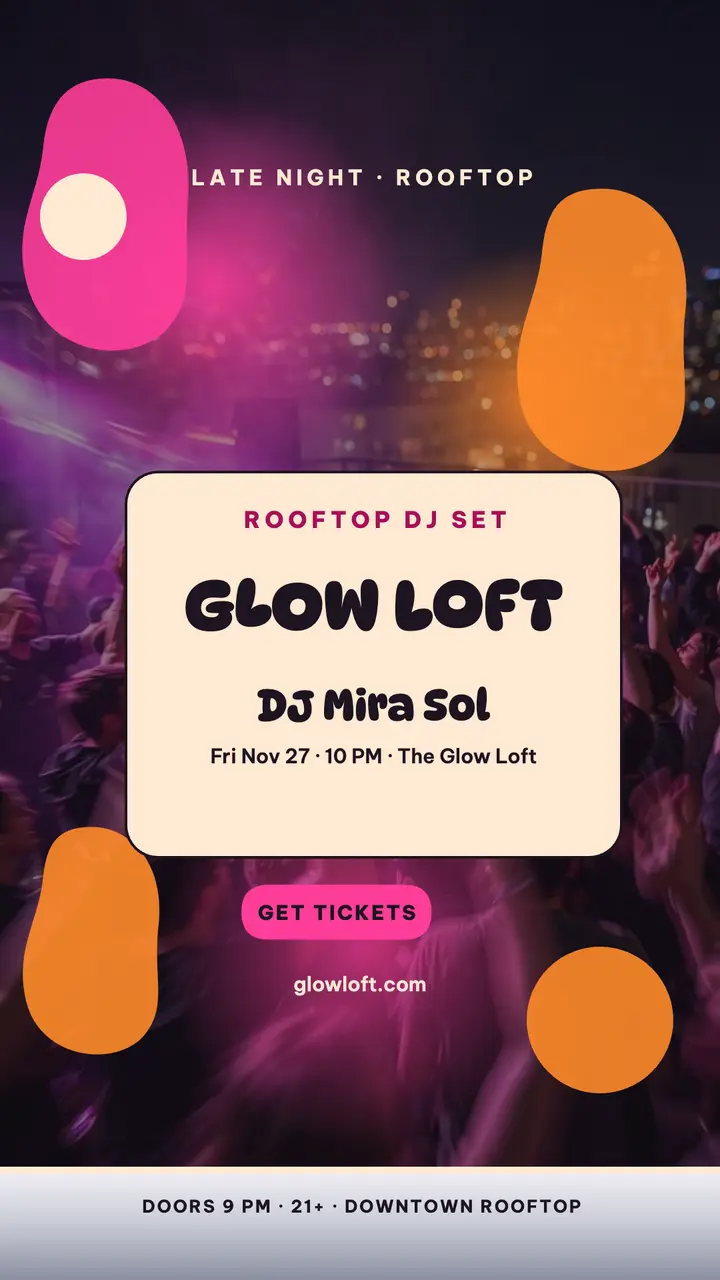 Glow Loft rooftop DJ night story template