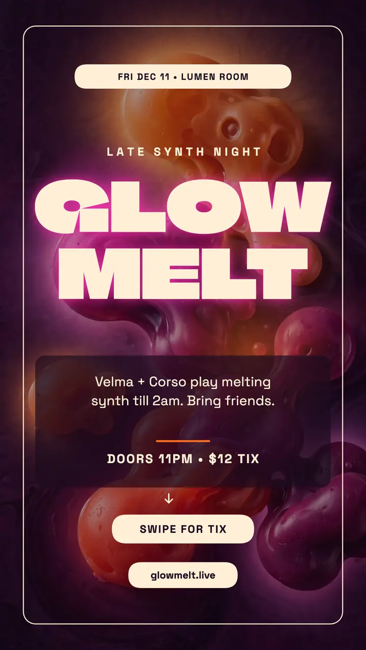 Glow Melt synth night lava story template