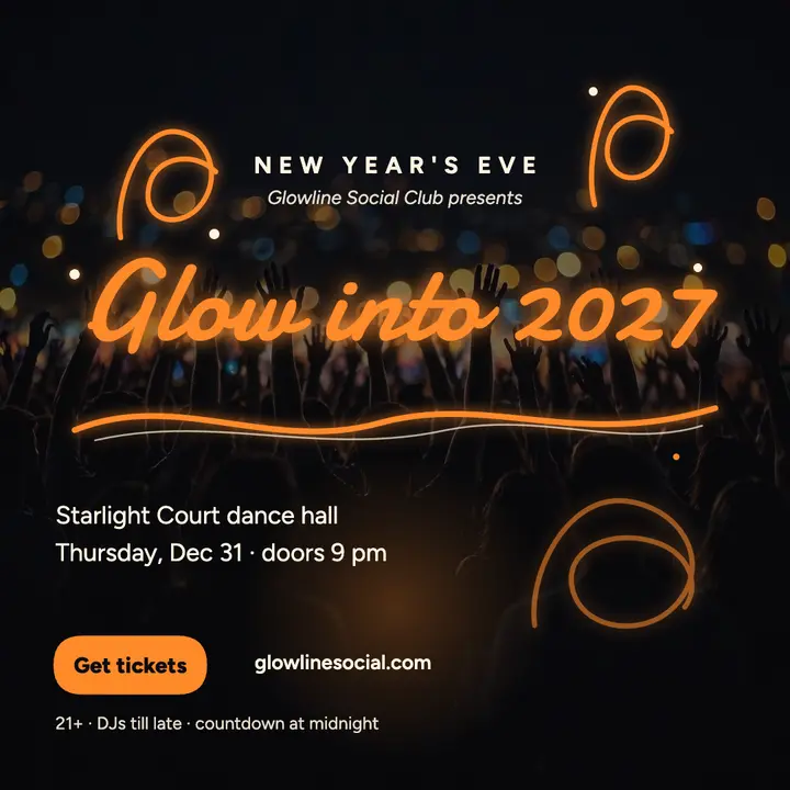 Glowline New Year glow party post template