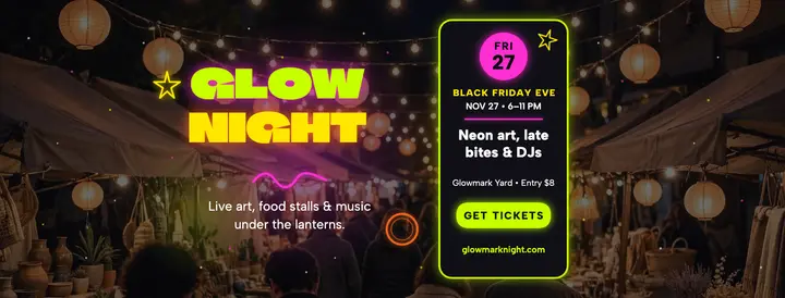 Glowmark Night blacklight market cover template