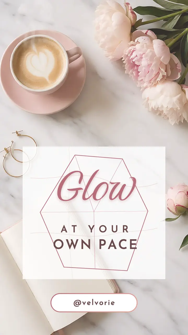 Glow at your own pace rose gold story template