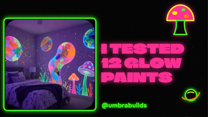 Umbrabuilds 12 glow paints test thumbnail, blacklight poster template