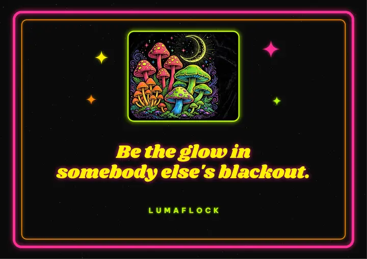 Glow quote card, blacklight poster: inspirational quote card template