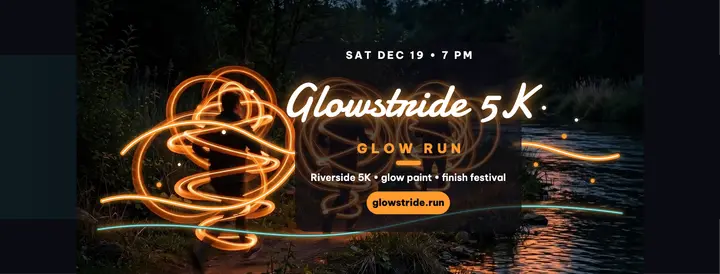 Glowstride 5K night glow run cover: glow run facebook cover template