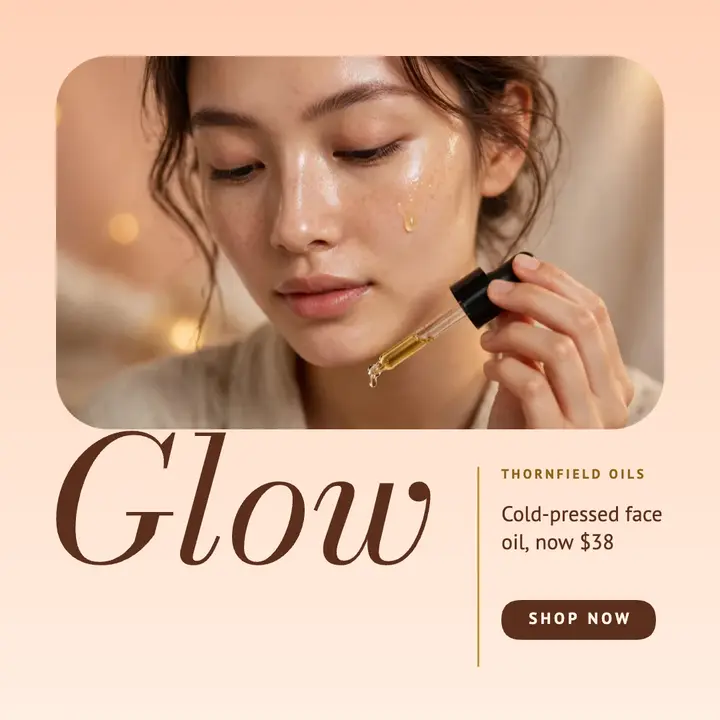 Glow face oil skincare post template