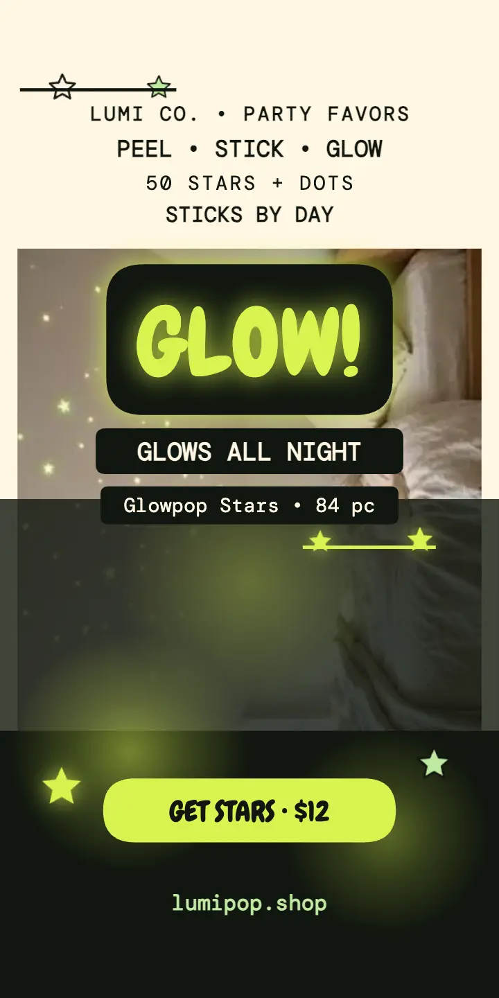 Glowpop birthday stars half-page ad template