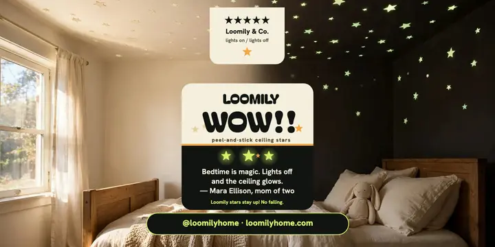 Loomily glow star parent review post template