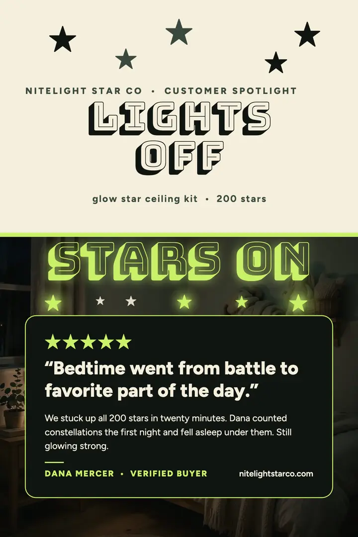 Nitelight glow stars customer review poster template