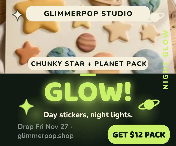 Glimmerpop glow sticker pack drop ad template