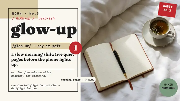 Glow-up habit dictionary thumbnail template
