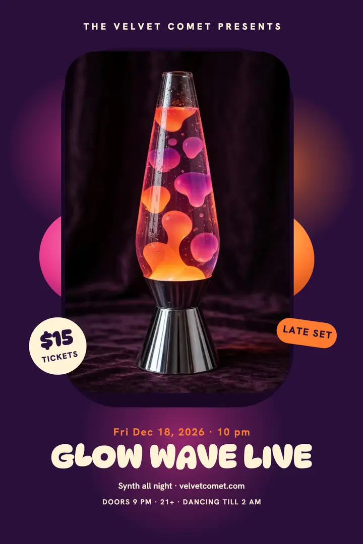 Glow Wave Live gig poster template