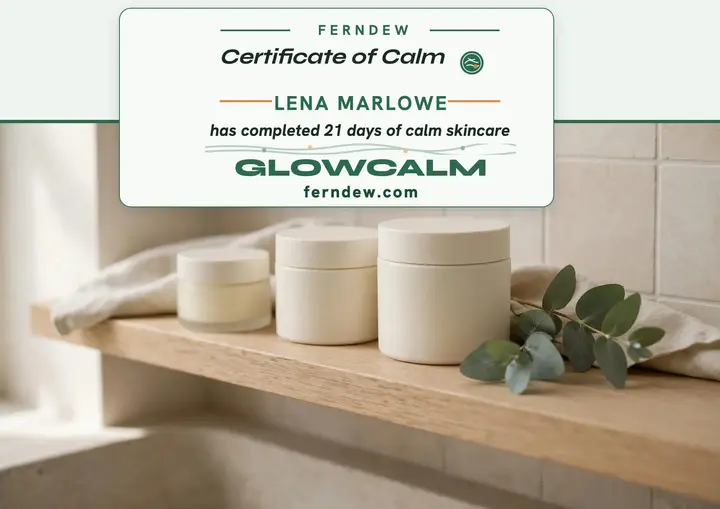 Glowcalm Ritual calm-skincare certificate template