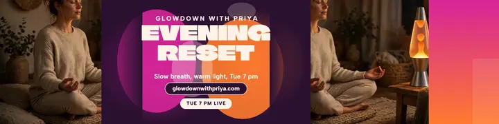 Glowdown evening reset lava banner: breathwork banner template